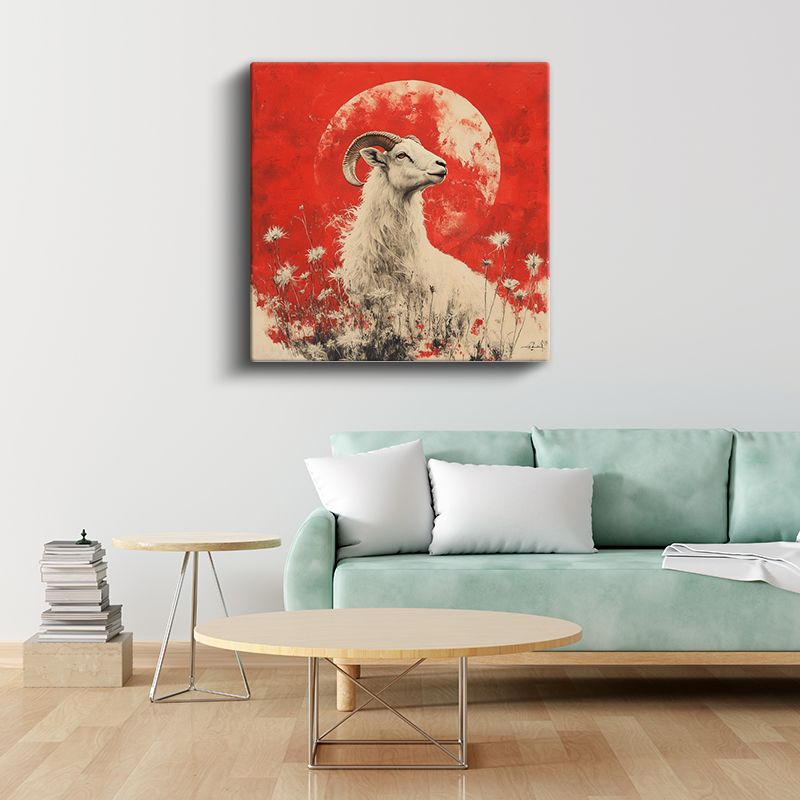 Kırmızı Ay Keçisi - Dağların Asil Bekçisi Kanvas Tablo