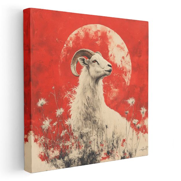 Kırmızı Ay Keçisi - Dağların Asil Bekçisi Kanvas Tablo