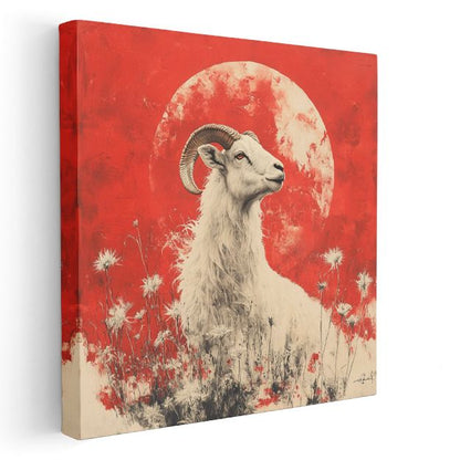 Kırmızı Ay Keçisi - Dağların Asil Bekçisi Kanvas Tablo