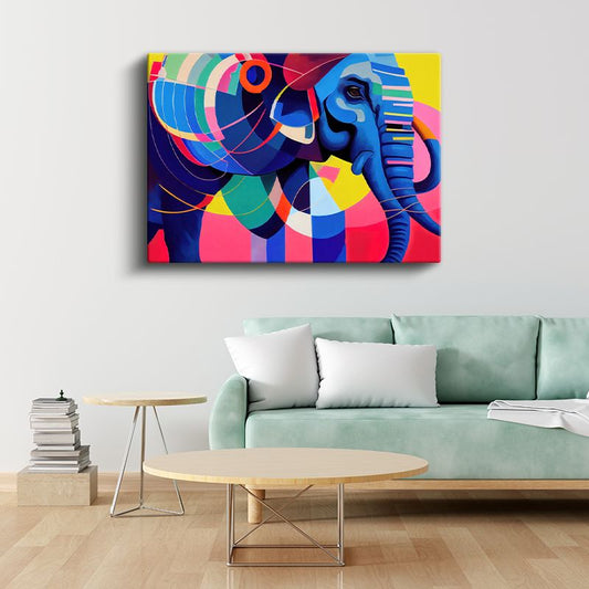 Geometrik Fil - Modern Sanatın Renkli Yorumu Kanvas Tablo