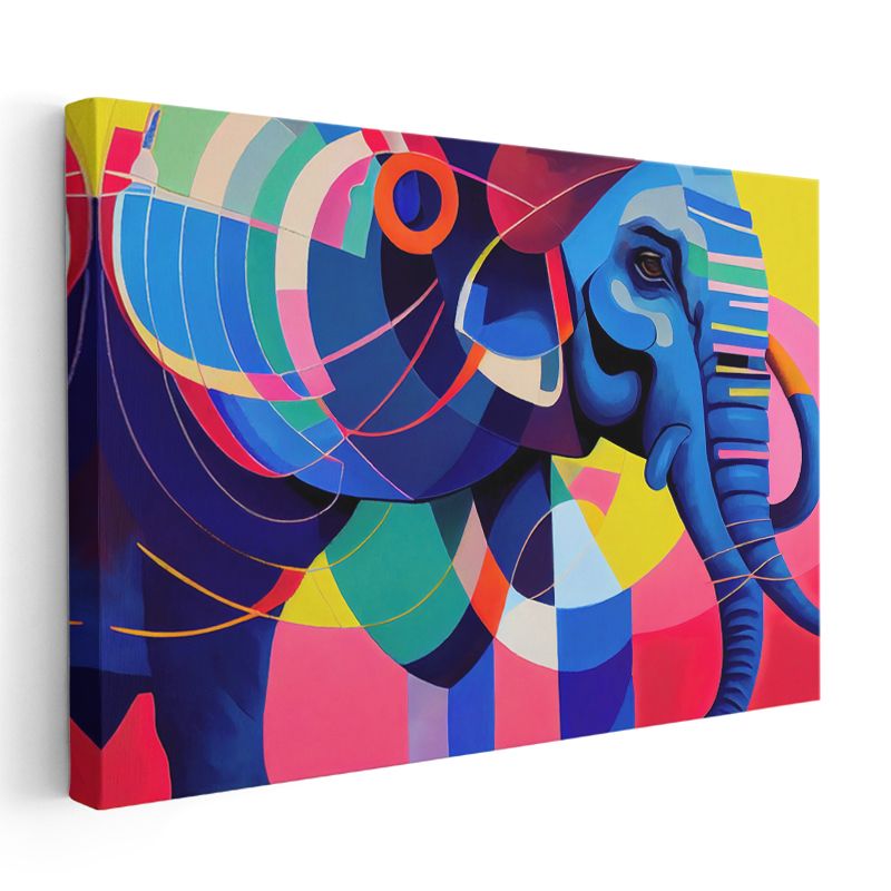 Geometrik Fil - Modern Sanatın Renkli Yorumu Kanvas Tablo