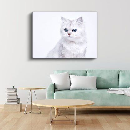 Beyaz Kedi - Mavi Gözlerin Saf Güzelliği Kanvas Tablo