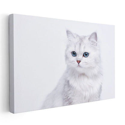 Beyaz Kedi - Mavi Gözlerin Saf Güzelliği Kanvas Tablo