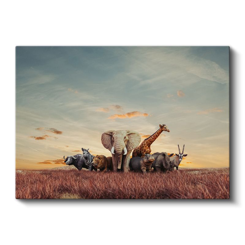 Afrika Safarisi - Savana Hayvanlarının Görkemli Buluşması Kanvas Tablo