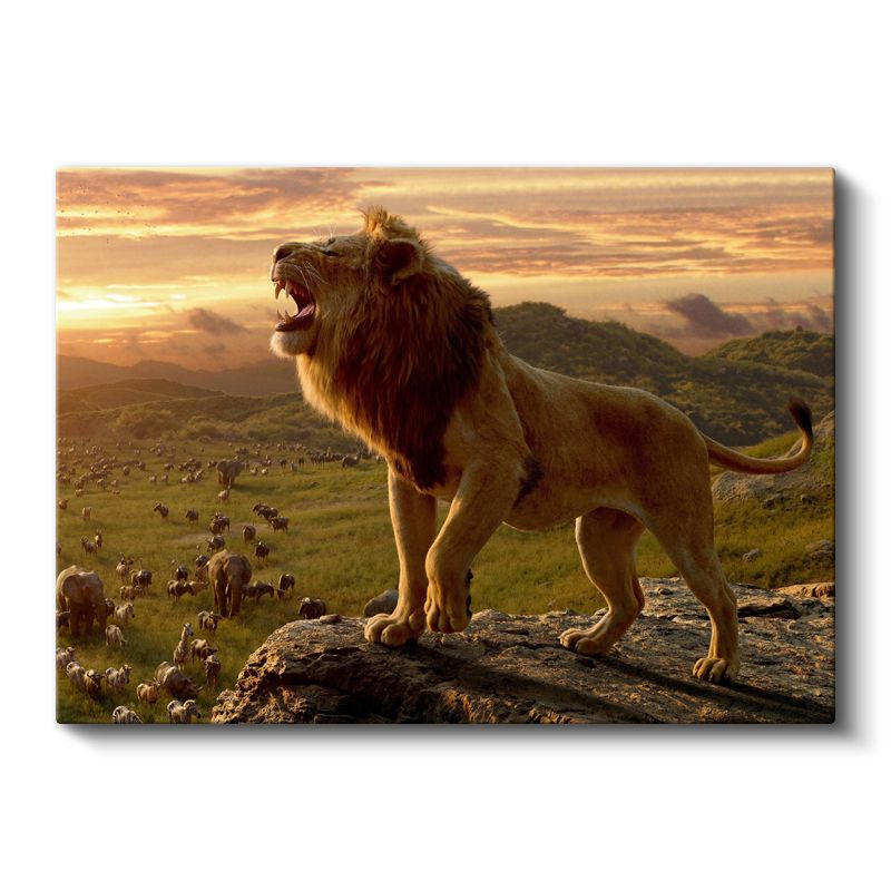 Savana Kralı - Gün Batımında Kükreyen Aslan Kanvas Tablo