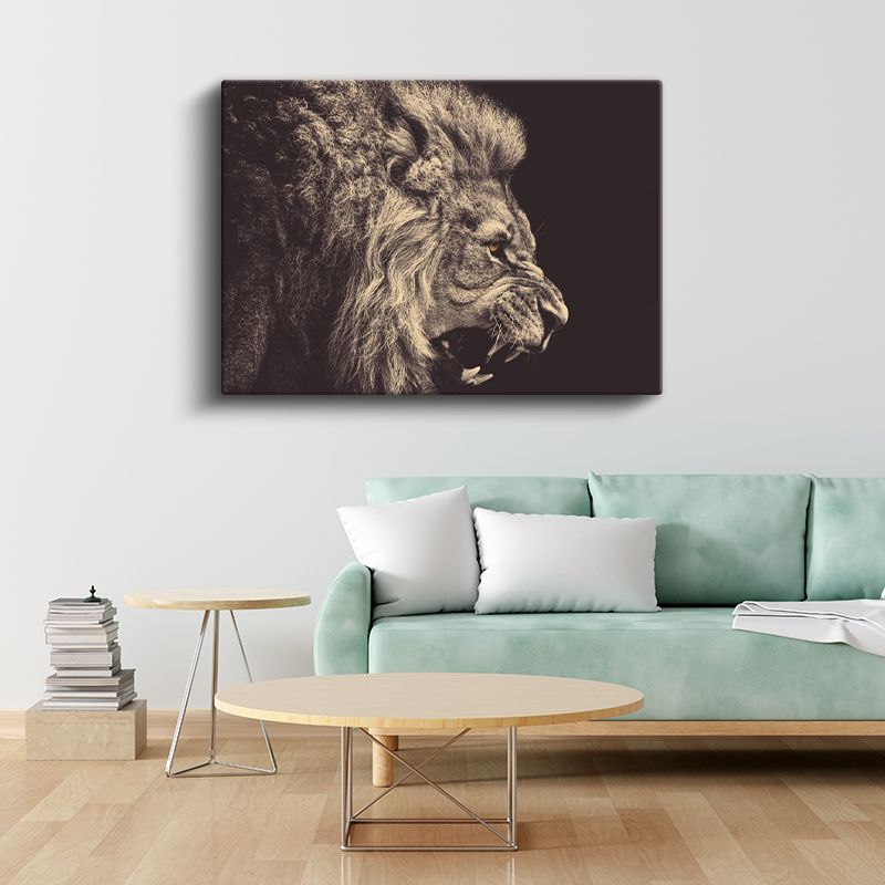Öfkeli Aslan - Yakın Çekim Hırlayan Yırtıcı Portresi Kanvas Tablo