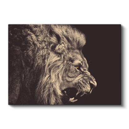 Öfkeli Aslan - Yakın Çekim Hırlayan Yırtıcı Portresi Kanvas Tablo
