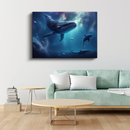 Okyanus Devi - Derin Sularda Yüzen Balina Kanvas Tablo