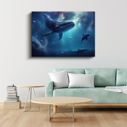 Okyanus Devi - Derin Sularda Yüzen Balina Kanvas Tablo