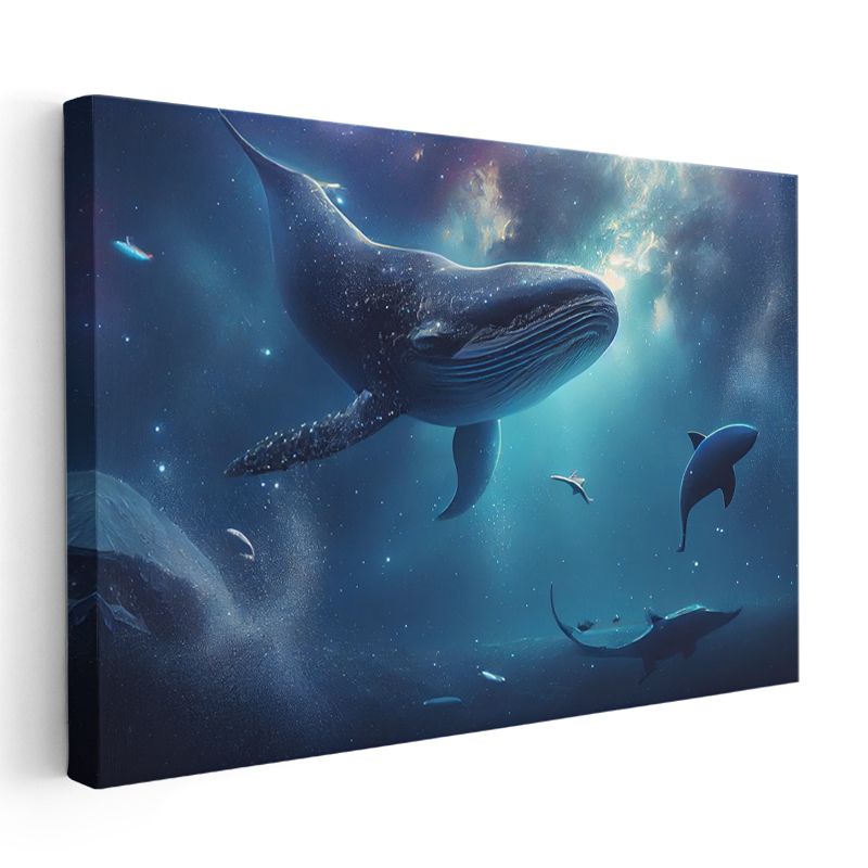 Okyanus Devi - Derin Sularda Yüzen Balina Kanvas Tablo