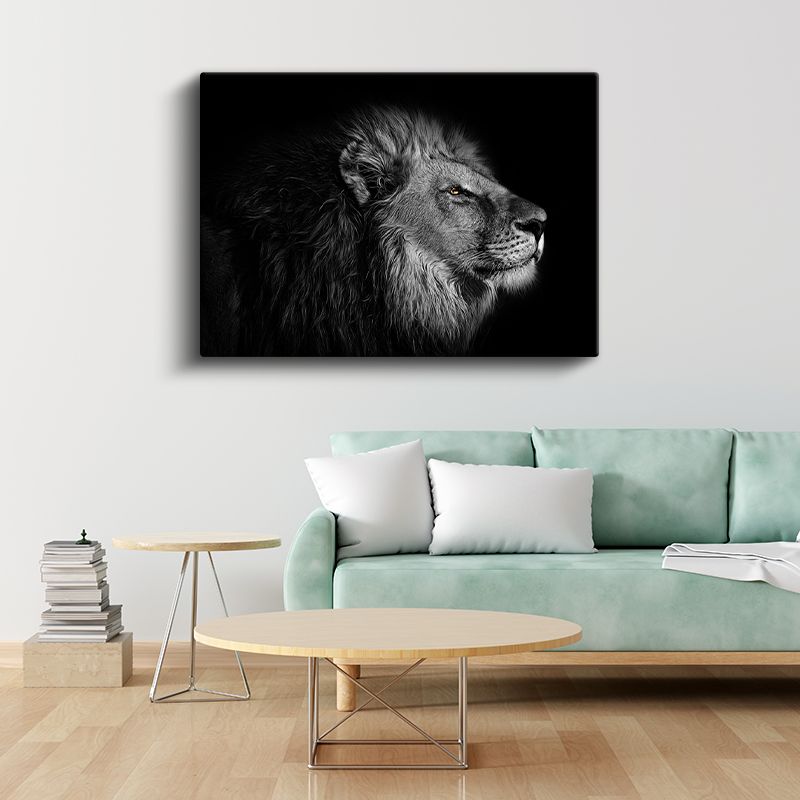 Asil Aslan - Profil Açısından Ormanlar Kralı Kanvas Tablo