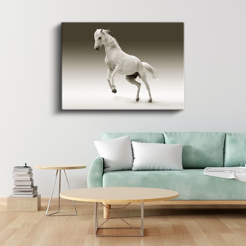 Beyaz Güzellik - Şaha Kalkan Asil At Kanvas Tablo