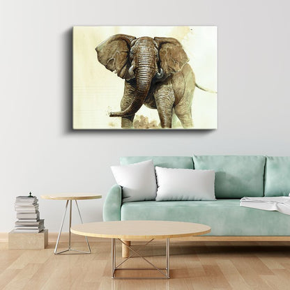 Afrika Devi - Gerçekçi Fil Portresi Kanvas Tablo