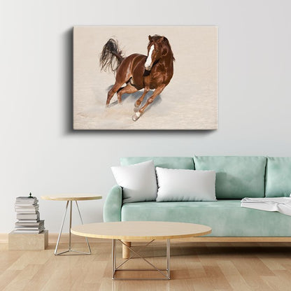 Koşan Arap Atı - Kumda Özgür Ruh Kanvas Tablo