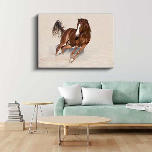 Koşan Arap Atı - Kumda Özgür Ruh Kanvas Tablo