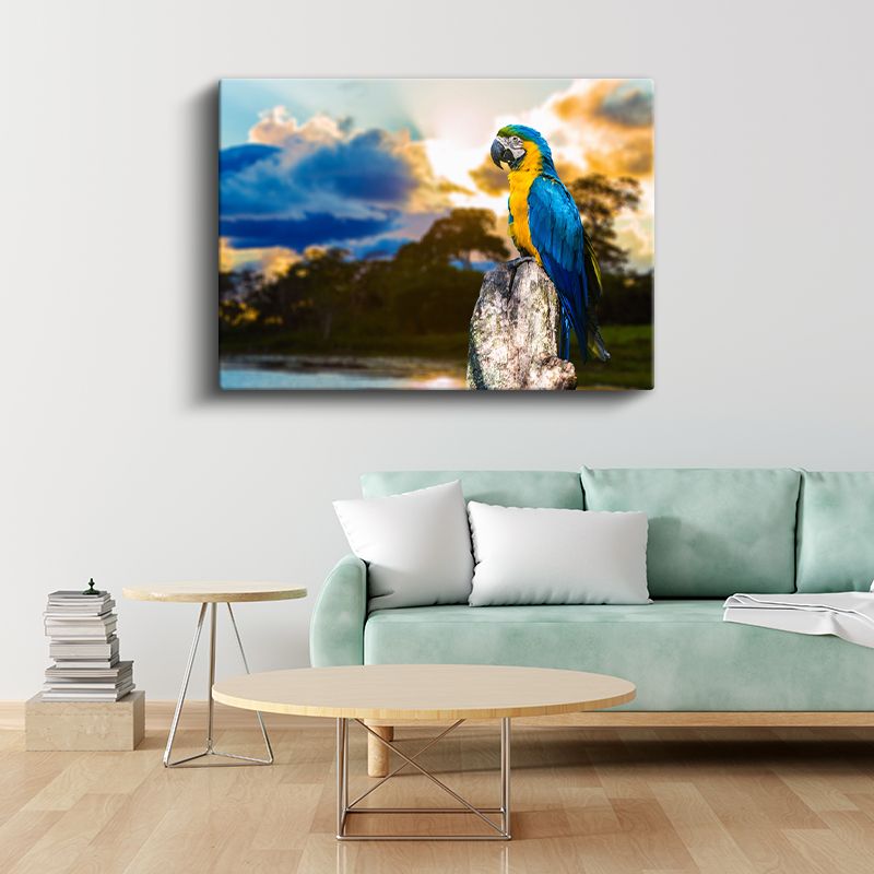 Ara Papağanı - Tropikal Kuş Portresi Kanvas Tablo