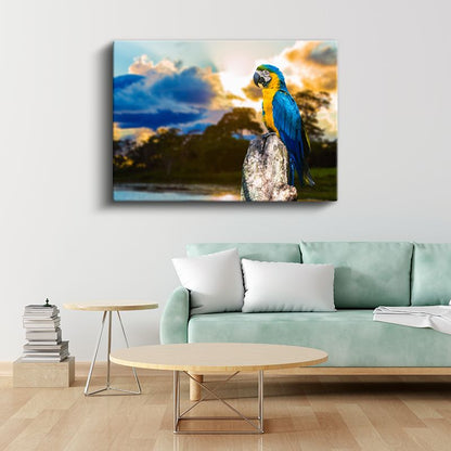 Ara Papağanı - Tropikal Kuş Portresi Kanvas Tablo