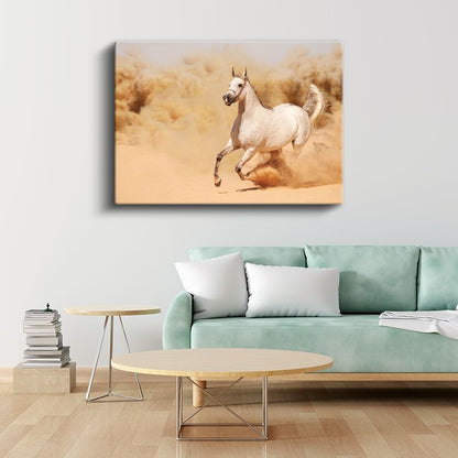 Koşan Arap Atı - Kumda Özgürlük Dansı Kanvas Tablo