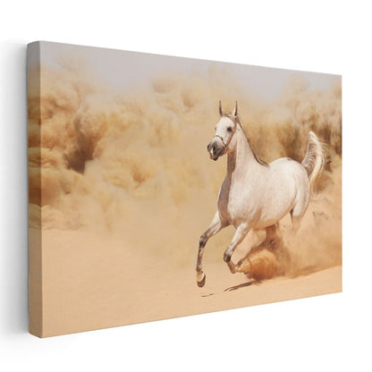 Koşan Arap Atı - Kumda Özgürlük Dansı Kanvas Tablo