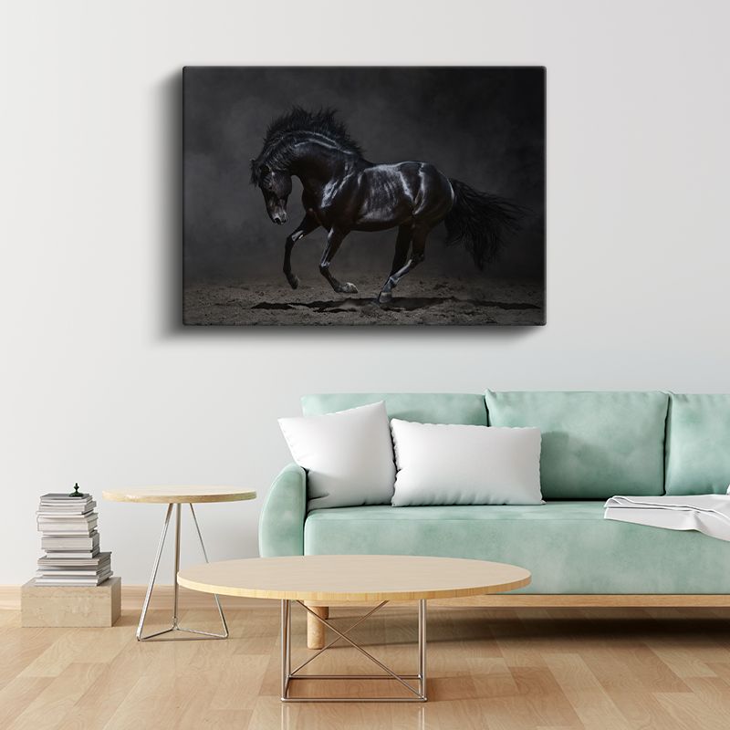 Siyah Aygır - Güçlü ve Asil Duruş Kanvas Tablo