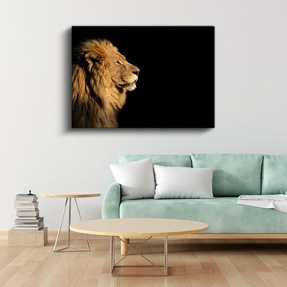 Aslan Profili - Karanlıkta Ormanlar Kralı Kanvas Tablo