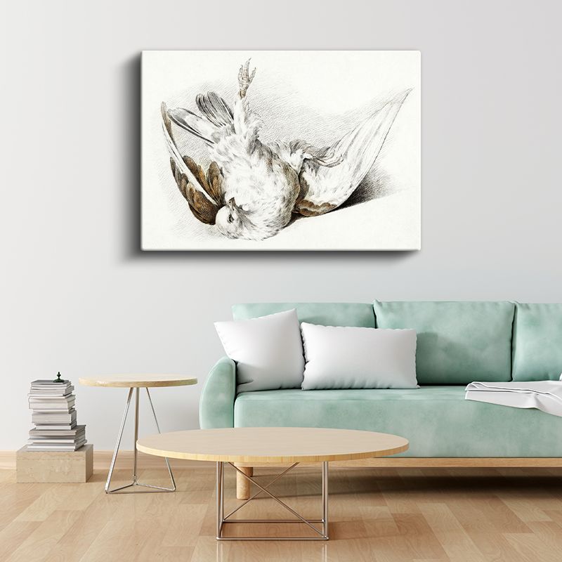 Kanatları Açık Kuş - Klasik Çizim Tekniği Kanvas Tablo