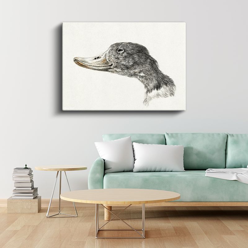 Ördek Portresi - Zarif Karakalem Çalışması Kanvas Tablo