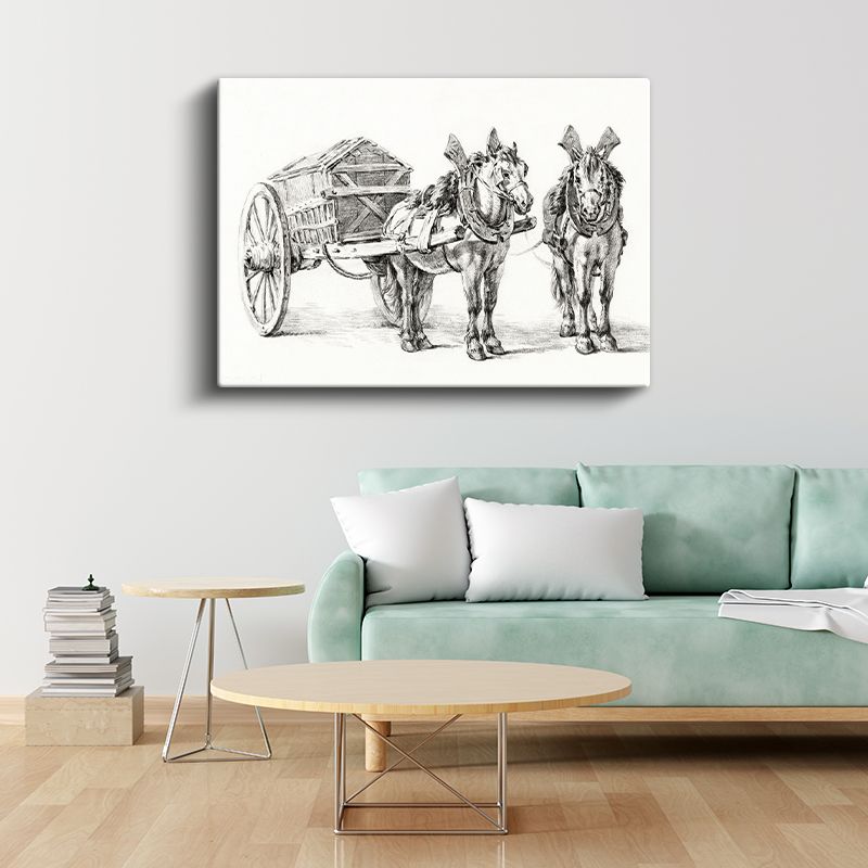 Çift Atlı Araba - Nostaljik Taşıma Aracı Kanvas Tablo
