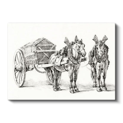 Çift Atlı Araba - Nostaljik Taşıma Aracı Kanvas Tablo