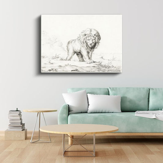 Yürüyen Aslan - Vahşi Doğanın Kralı Kanvas Tablo