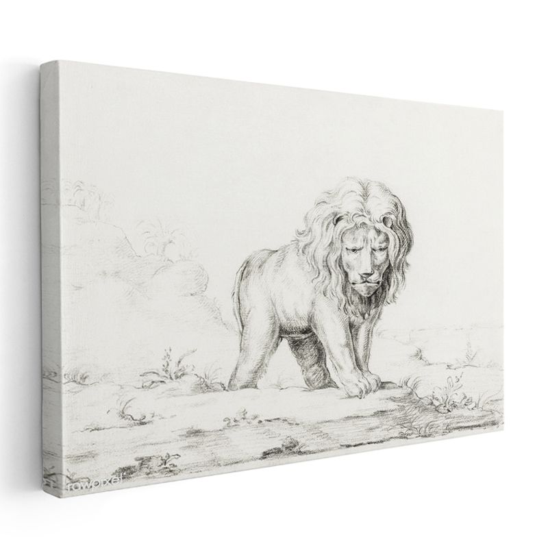 Yürüyen Aslan - Vahşi Doğanın Kralı Kanvas Tablo