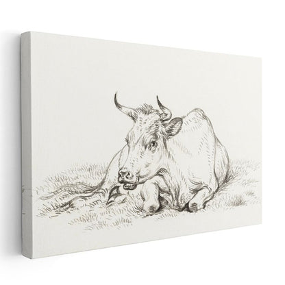 Otlakta İnek - Huzurlu Çiftlik Hayvanı Kanvas Tablo