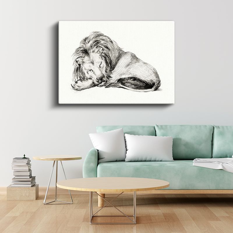 Dinlenen Aslan - Uyku Anında Yaban Hayatı Kanvas Tablo