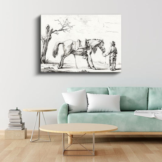 Çiftçi ve Atı - Kırsal Yaşam Manzarası Kanvas Tablo
