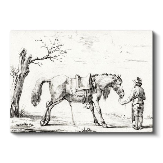 Çiftçi ve Atı - Kırsal Yaşam Manzarası Kanvas Tablo