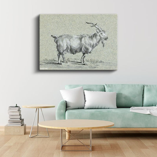 Dağ Keçisi - Doğal Yaşam Alanında Kanvas Tablo