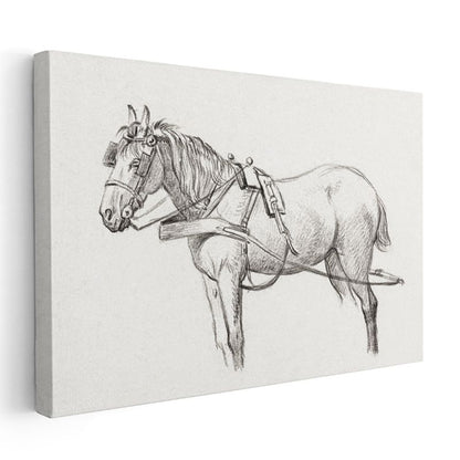 Koşum Takımlı At - Çalışmaya Hazır Çiftlik Hayvanı Kanvas Tablo