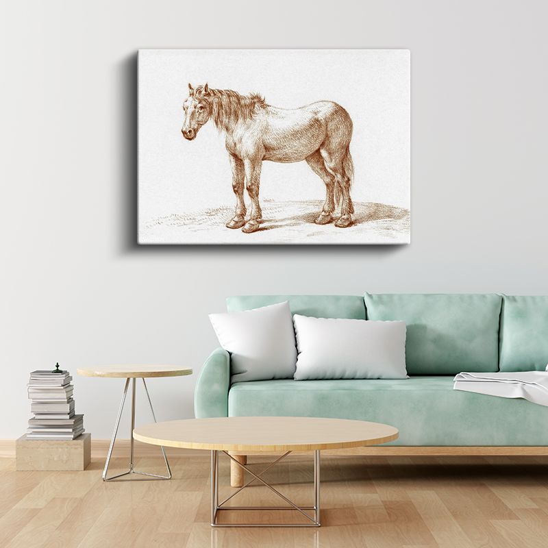 Çiftlik Midillisi - Klasik Karakalem Portre Kanvas Tablo