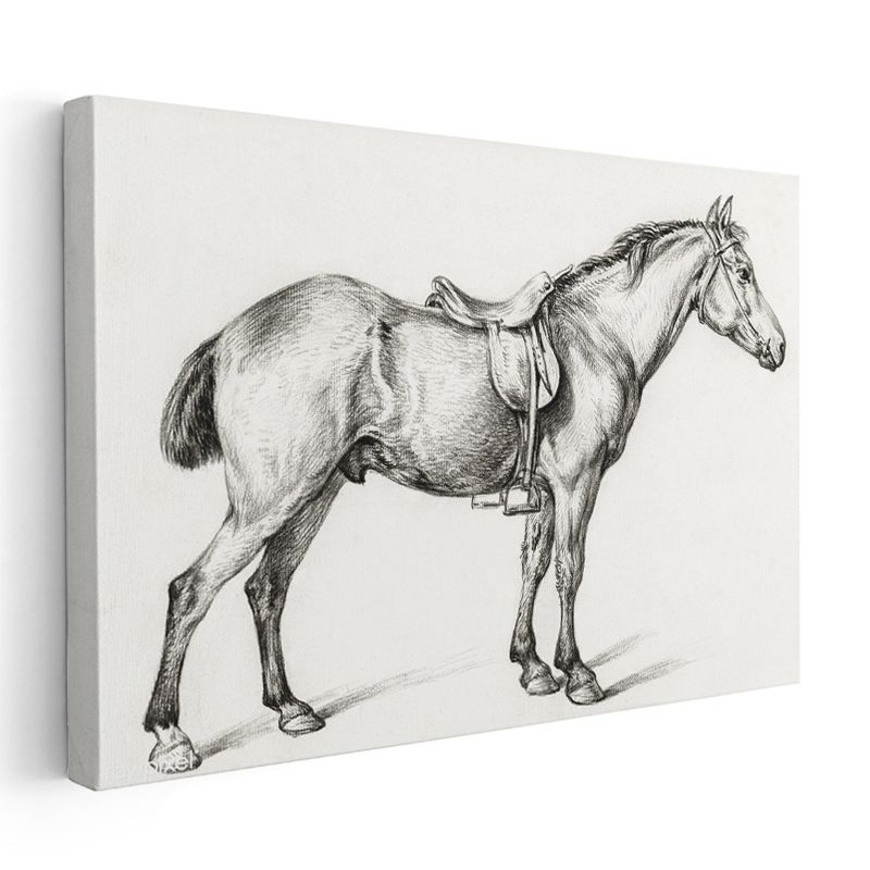 Eyerli At - Binicilik Ekipmanıyla Hazır Duruş Kanvas Tablo