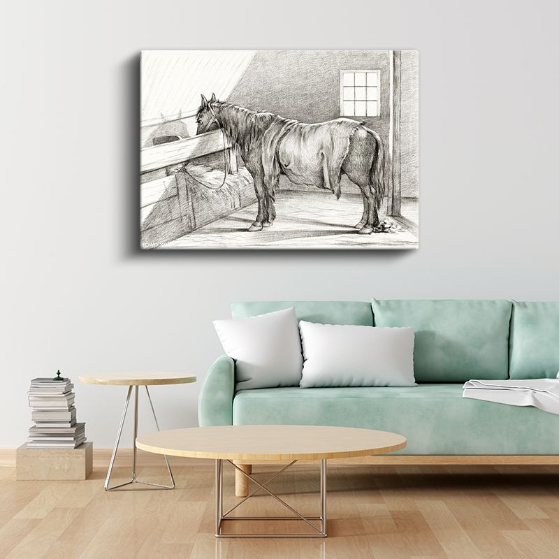 Ahır Atı - Yemlik Başında Dinlenme Anı Kanvas Tablo