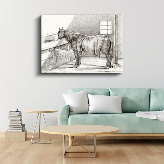 Ahır Atı - Yemlik Başında Dinlenme Anı Kanvas Tablo