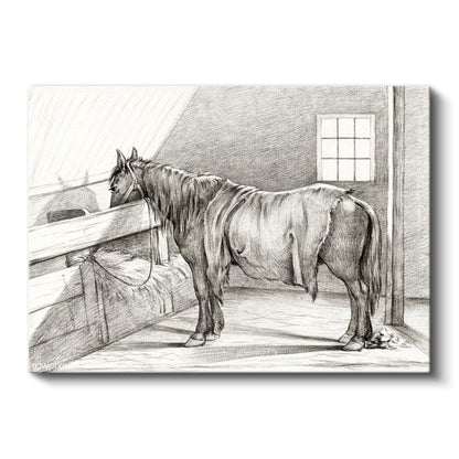 Ahır Atı - Yemlik Başında Dinlenme Anı Kanvas Tablo