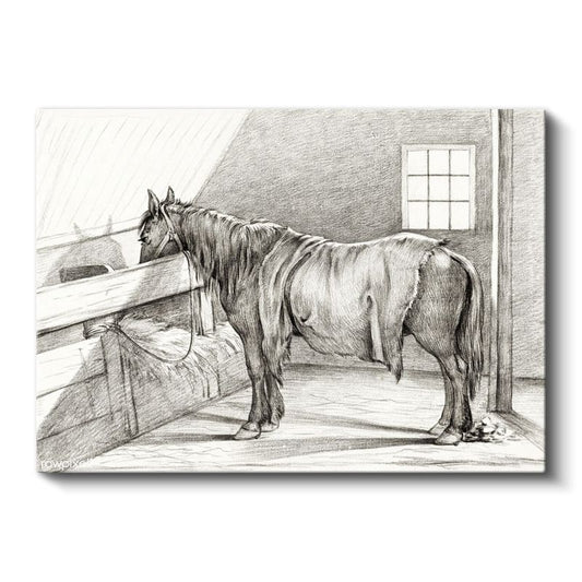 Ahır Atı - Yemlik Başında Dinlenme Anı Kanvas Tablo