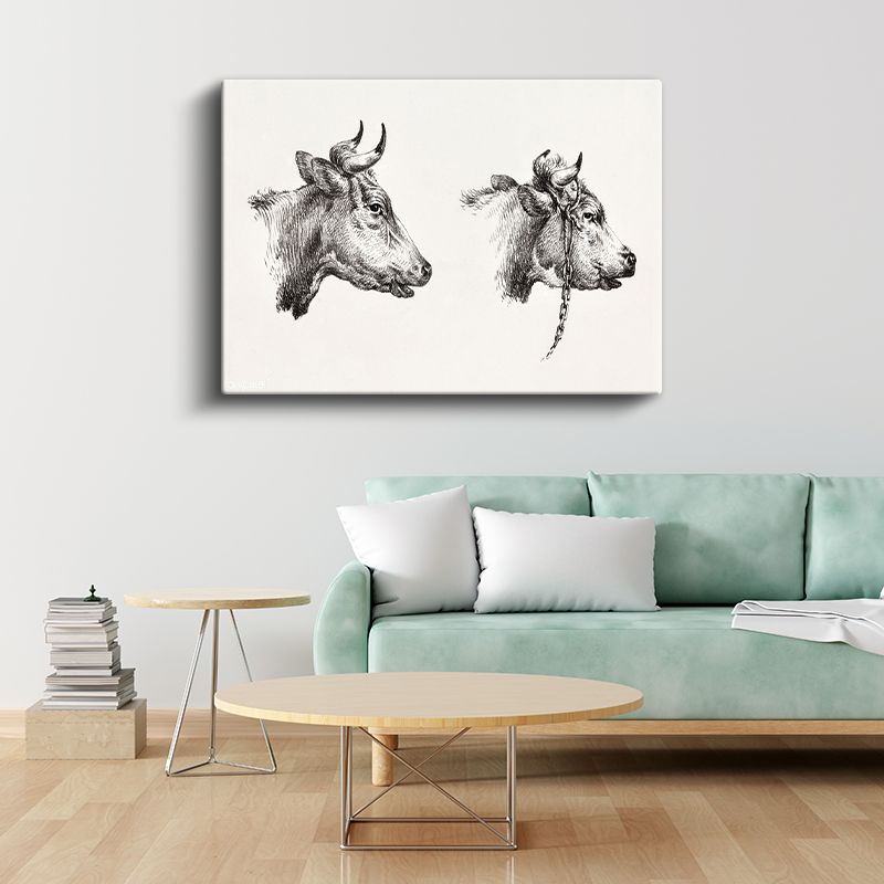 İnek Portreleri - Çift Başlı Çiftlik Hayvanı Kanvas Tablo