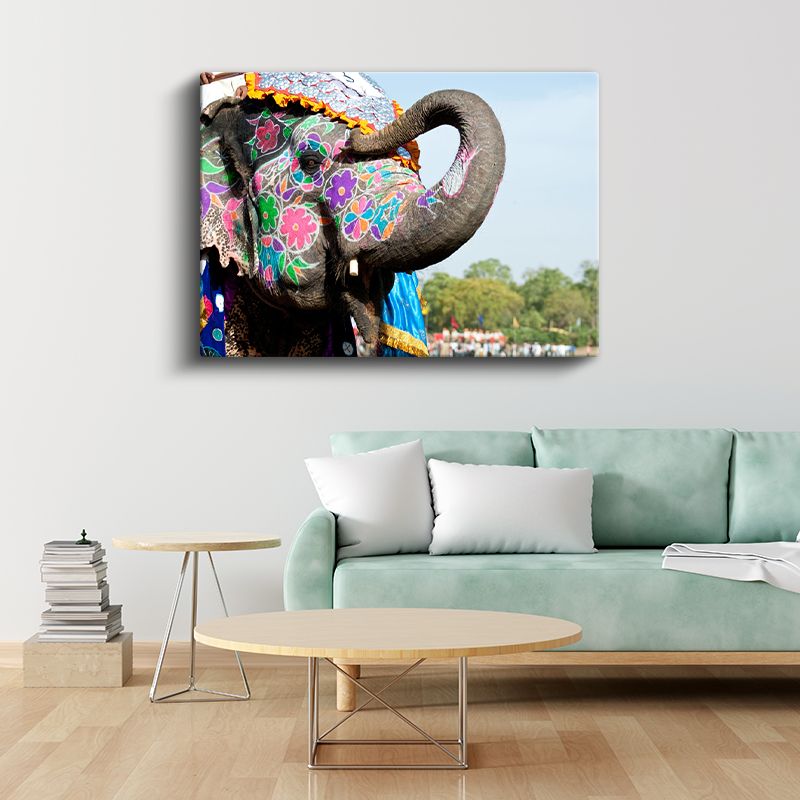 Festival Fili - Renkli Desenli Hint Geleneği Kanvas Tablo