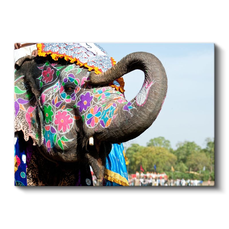 Festival Fili - Renkli Desenli Hint Geleneği Kanvas Tablo