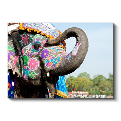 Festival Fili - Renkli Desenli Hint Geleneği Kanvas Tablo