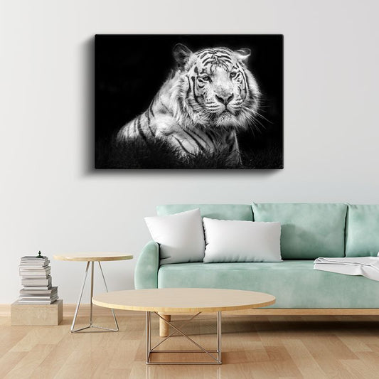 Beyaz Kaplan - Asil Duruşlu Nadir Tür Kanvas Tablo