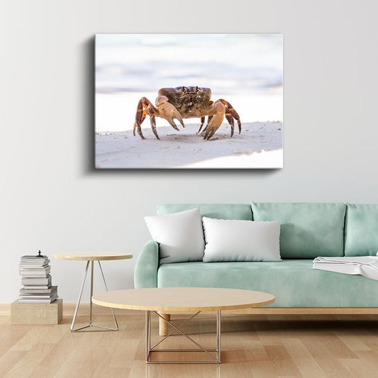 Kumda Yengeç - Sahilde Yaşam Mücadelesi Kanvas Tablo