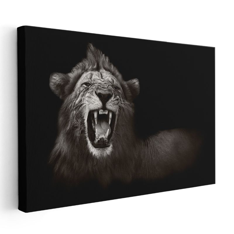 Kükreyen Aslan - Vahşi Doğanın Güçlü Kralı Kanvas Tablo